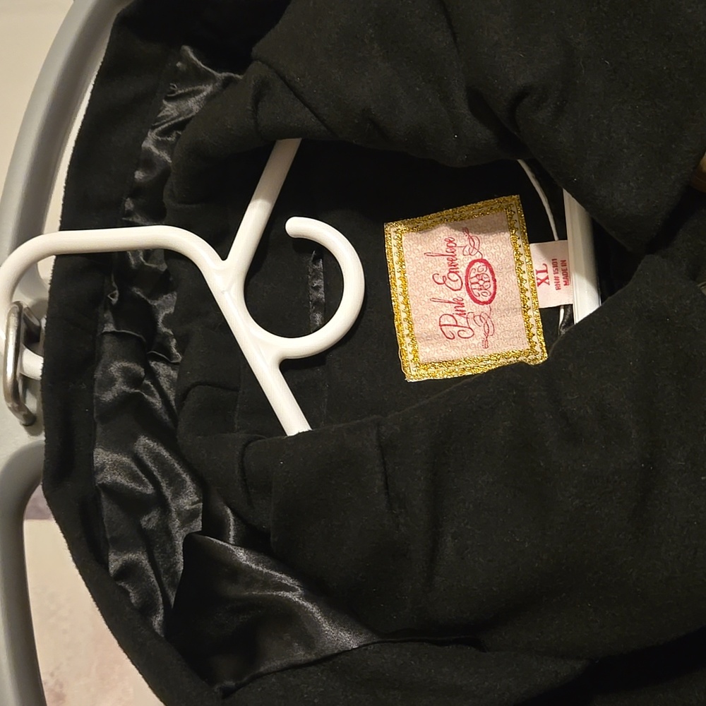 Pink Envelope Black Pea Coat - Picture 2 of 3